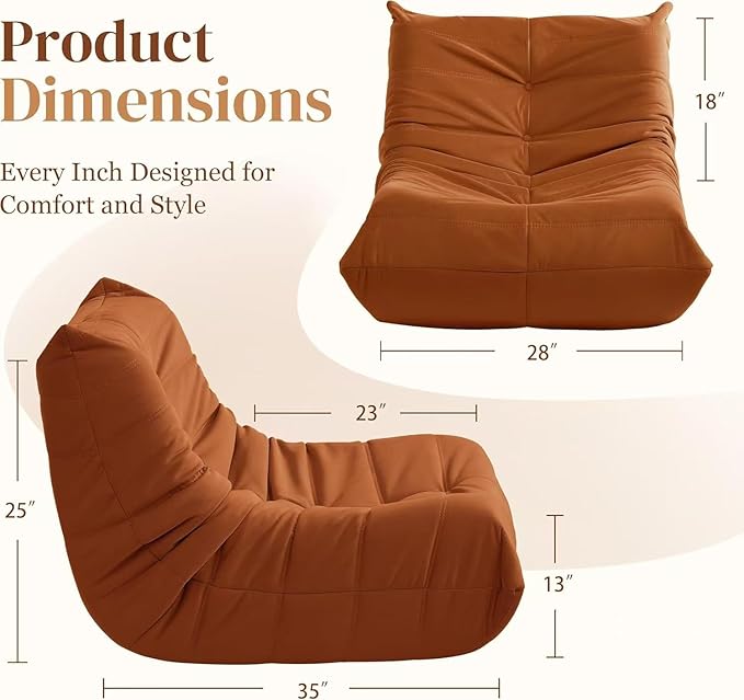 Luxury Accent Chair Orange Microfiber Comfy Chair with Button-Tufted Details Armless Lounge Chair Modern Living Room Furniture for Bedroom Apartment &amp Gaming Room (Orange)