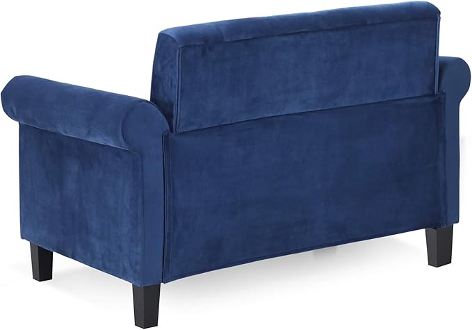 Furinno Bastia Vintage Modern Chesterfield Button Tufted Loveseat/Sofa Couch for Living Room Navy Velvet