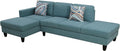 L Shape 2-Piece Home Modular Sectional Sofa Comfy Cozy Corner Sofas Small Fabric Couch with Pillow for Modern Living Room/Bedroom/Office/Apartment Lake-Green Calico