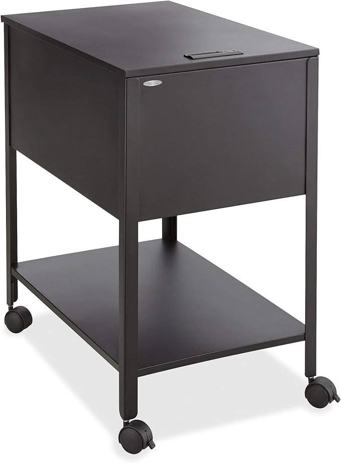 Pemberly Row Extra Deep 1-Drawer Legal Mobile Metal Tub File Black Finish Lockable Steel Construction Lower Storage Shelf Swivel Casters Indoor Office Filing Cabinet 16.5W x 24.75D x 28.25H