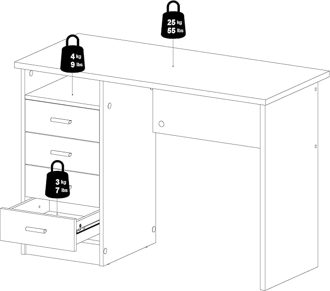 Tvilum Warner Desk with 4 Drawers White