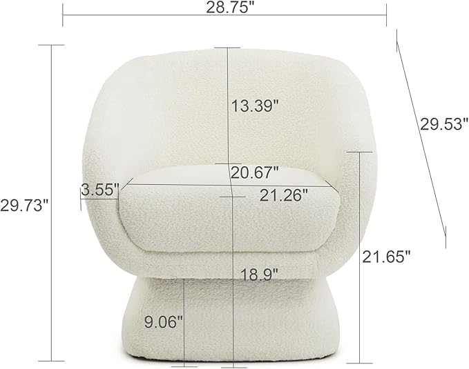 Modern 360 Degree Swivel Accent Chair28.74 Luxury Single Chair with Solid Wood FrameBoucle Sofa Chair Comfy Leisure Armchair for Living Room Apartment Game Reading Room Reception Space