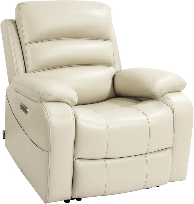 EONIX Real Zero Clearance Wall Hugger Recliners Power RV Recliner Chairs for Small Spaces Dual Motor Home Theater Recliners with Massage and Heat SXXY003992 Cream White
