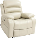 EONIX Real Zero Clearance Wall Hugger Recliners Power RV Recliner Chairs for Small Spaces Dual Motor Home Theater Recliners with Massage and Heat SXXY003992 Cream White