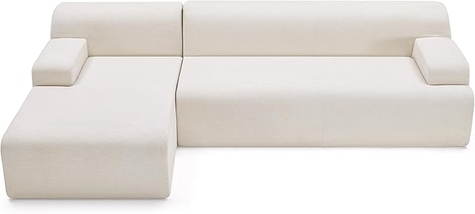 107 Modular Sectional Cloud Couch Boneless couches Sponge sectionals for Living Room High Density Sponges Sofa Modular L-Shape with Chaise Beige