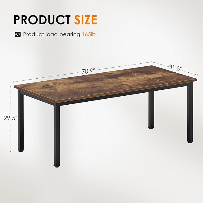 DlandHome 71 inches X-Large Computer Desk Composite Wood Board Decent and Steady Home Office DeskRetro