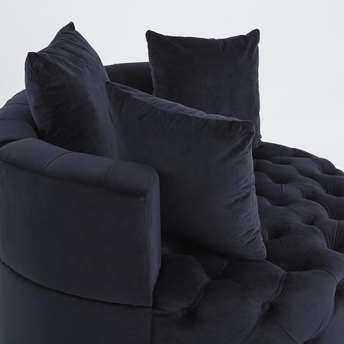 Oversized Accent Chair for Living Room &amp Bedroom Barrel Chair Large Velvet Chair Sofa Lounge Chair Leisure Club Upholstered Armchair with 3 Pillows &amp Wood Legs