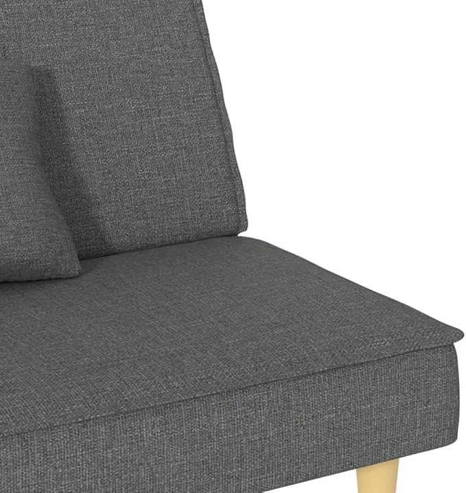 vidaXL Convertible Sleeper Sofa Bed with Adjustable Backrests and Complimentary Pillows Durable Fabric Construction Ideal for Small Spaces - Dark Gray