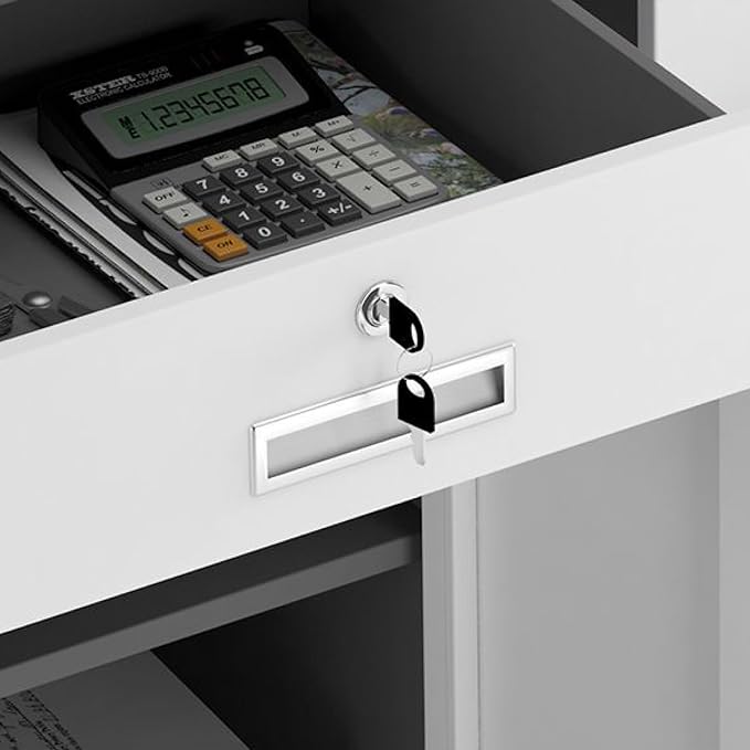 Metal Filing Cabinet with Adjustable Shelves and Drawers for Home Office Storage - Lockable Storage Solution for Organization at Home
