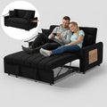 Loveseat Sleeper Sofa 3 in 1 Convertible Sofa Bed Adjustable Backrest Comfy Pull Out Couch Modern Upholstered Sofa for Living Room Bedroom Apartment Small Space (d-Black)