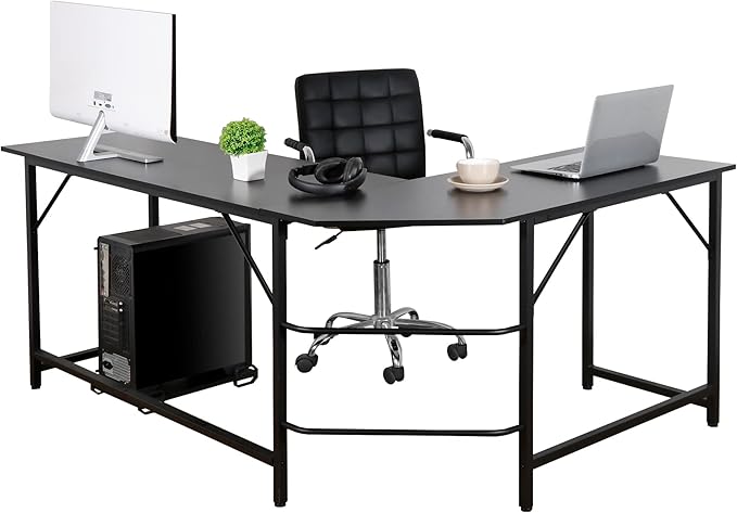 L-Shaped Office Desk Corner Computer Desk Gaming Gamer Table Workstation with CPU Stand for Home Office