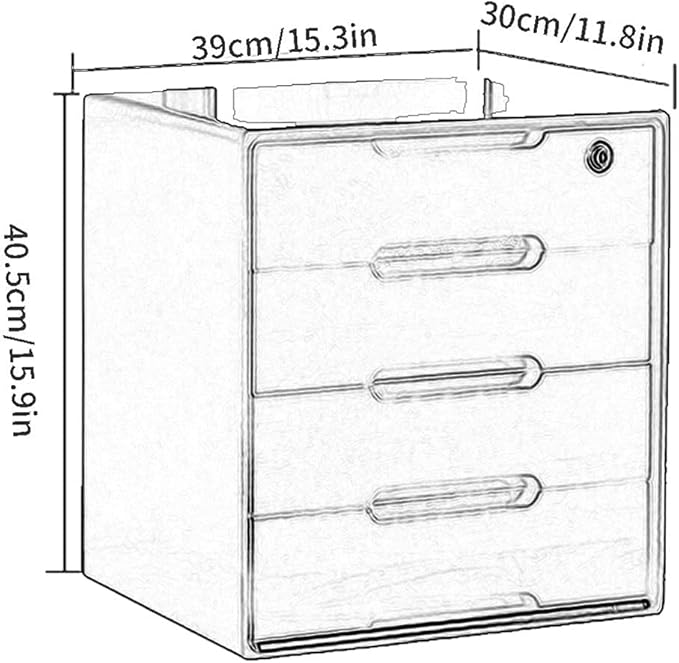Desktop File Cabinet - Desktop Organizer Storage Box Solid Wood Storage Box With Lock Rustic Dresser Desk Drawers Organizer And Accessories Locking Filing Cabinet (4 Drawer)