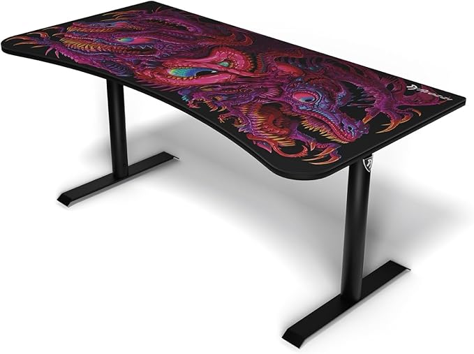 Arozzi Arena Special Edition Ultrawide Curved Gaming and Office Desk with Full Surface Water Resistant Desk Mat Custom Monitor Mount Cable Management Cut Outs - Crawling Chaos