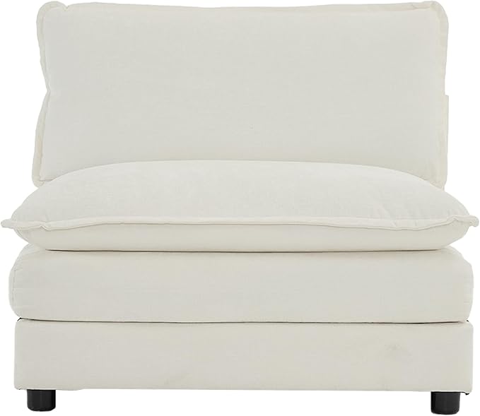 healthomse Chenille Two-Seater Sofa with 1 Footrest 2 Seater L-Shaped Sectional with Ottoman sectional couches for Living Room Chenille (White 35.83inch)