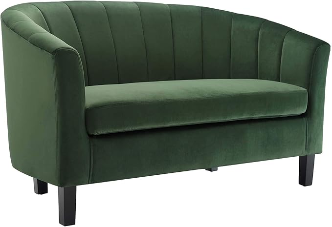 Modway Prospect Channel Tufted Upholstered Velvet Loveseat Emerald