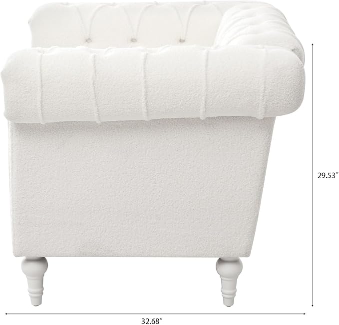 White Chesterfield Chair Upgrade Sherpa Accent Chair Chesterfield Upholstered Club Wingback Chair Button Tufted Sofa Chair for Living Room Bedroom Office