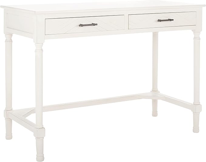 SAFAVIEH Home Collection Mckinlee Distressed White 2-Drawer Computer Table Office Desk Table