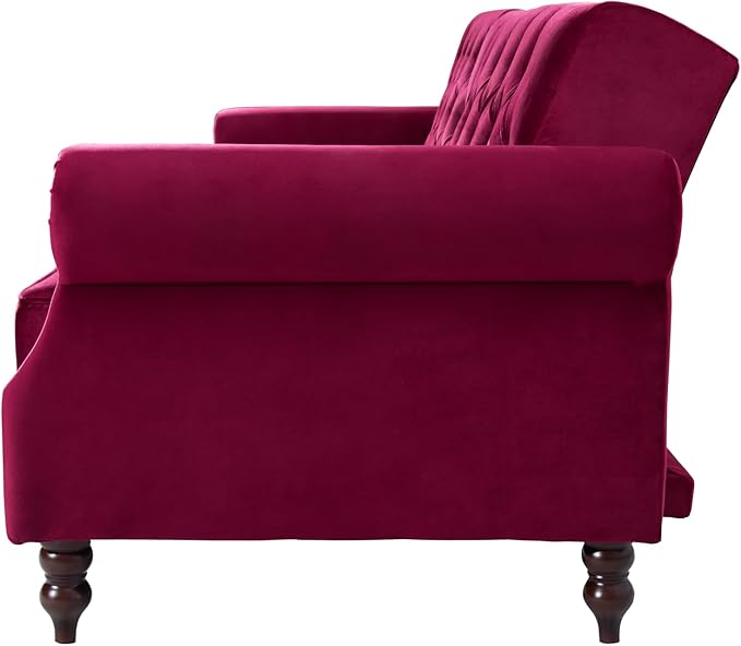 Legend Vansen 87.8 inchs Convertible Velvet Bed Sleeper Futon Sofas Wine Red