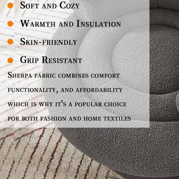 360° Swivel Barrel Accent Chair - Cozy Sherpa Fabric Upholstery Ergonomic Wrap-Around Design Sturdy Base Modern Style for Living Room Bedroom or Office (Grey)