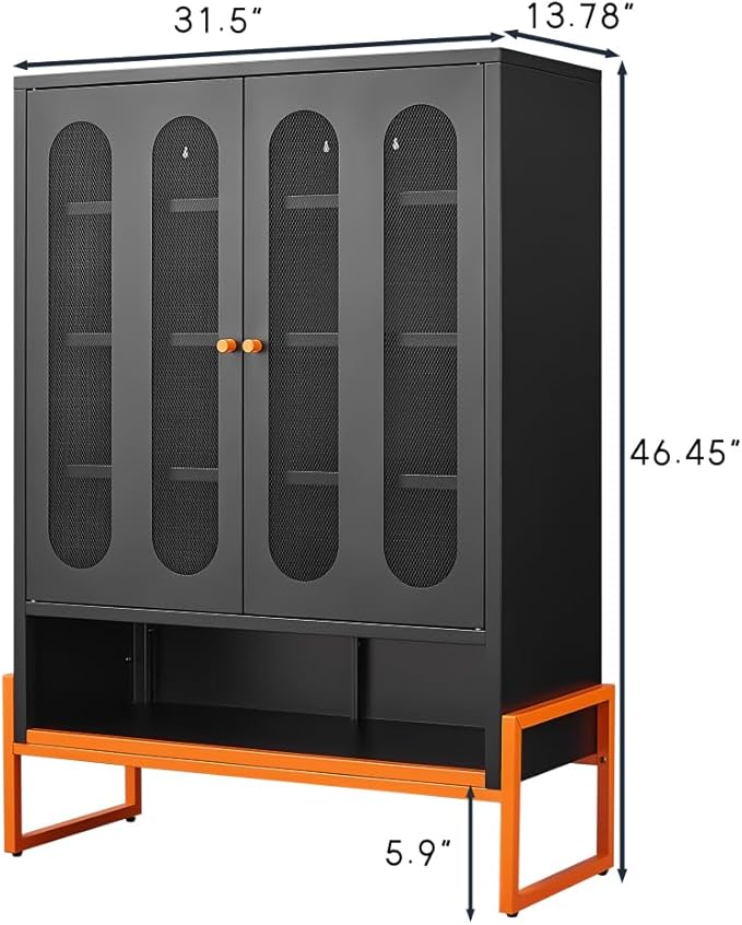 Suitable for Steel Storage cabinets in Living Rooms Kitchens and bedrooms and Office File Cabinet 2 Movable partitions (WG-Black)