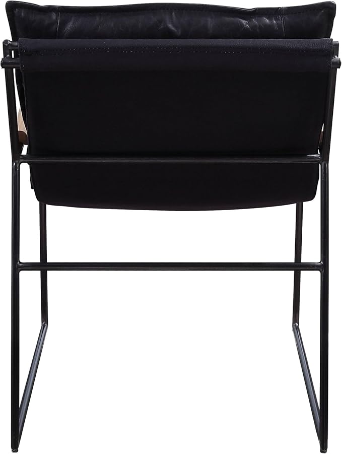 Distress Leather Accent Chair with Sled Base - Modern Chic Industrial Style Bedroom Living Room Chair
