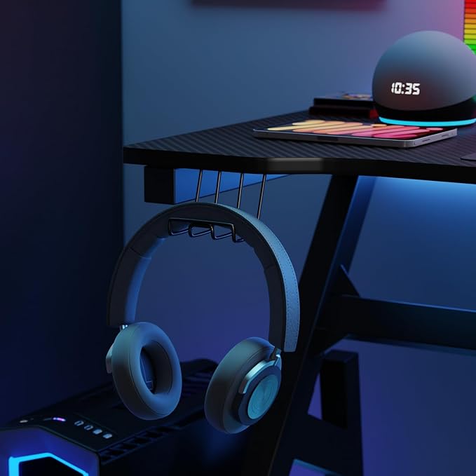 Dkelincs 47 inch Gaming Desk Computer Desk Office Desk Extra Large Carbon Fiber Surface with Cup Holder and Headphone Hook Black Red Workstation for Gamers and Home Office (red)