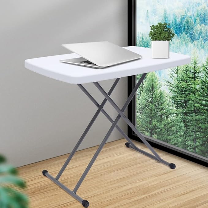 Folding Desk Home Office Desk Laptop Study Writing Table Height AdjustablePortable Folding Desk Writing Computer Desk for Home Office Trips(White)