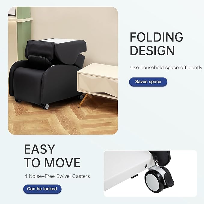 Full Body Shiatsu Massage Chair with 3-Speed Folding Backrest Electric Massage Chair Easy to Move for Living Room Bedroom Office Black