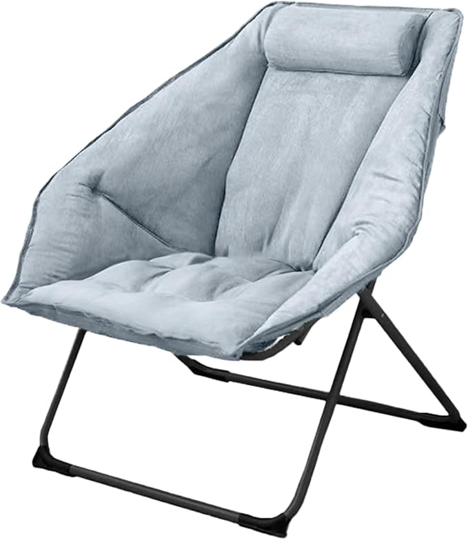 Hexagon Foldable Living Room Chair Saucer Chair for Adults Comfy Bedroom Lounge Chair Moon Chair Lazy Folding Chair for Dorm Rooms (Chair-Grey)
