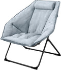 Hexagon Foldable Living Room Chair Saucer Chair for Adults Comfy Bedroom Lounge Chair Moon Chair Lazy Folding Chair for Dorm Rooms (Chair-Grey)