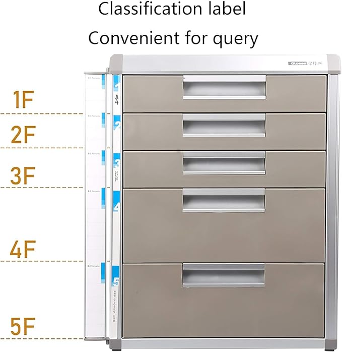 MAARKA File Cabinet Office Desktop Storage Box Shelf - 4/5 Drawers Aluminum Alloy Storage Drawers Desk Storage Unit Organizer Lockable File Cabinet A4 Box for Office (Size : 4 Layer)