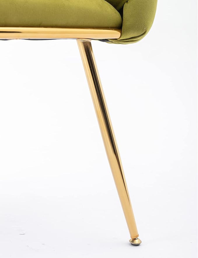 Polibi Modern Velvet Accent ChairDining Chair Single Sofa Chair Leisure Lounge Chairs with Golden Metal Frame LegsLiving Room Furniture1PCS Olive Green