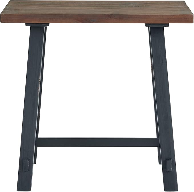 Adam 32 in. Solid Pine Wood Desk Rustic Industrial Style Distressed Black Sawhorse Legs Compact Office Desk Natural Wood Characteristics 32 in. W x 21 in. D x 30 in. H Ideal for Home Office