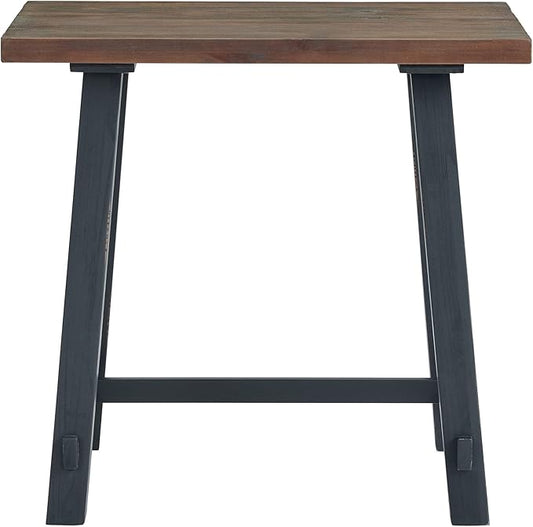Adam 32 in. Solid Pine Wood Desk Rustic Industrial Style Distressed Black Sawhorse Legs Compact Office Desk Natural Wood Characteristics 32 in. W x 21 in. D x 30 in. H Ideal for Home Office