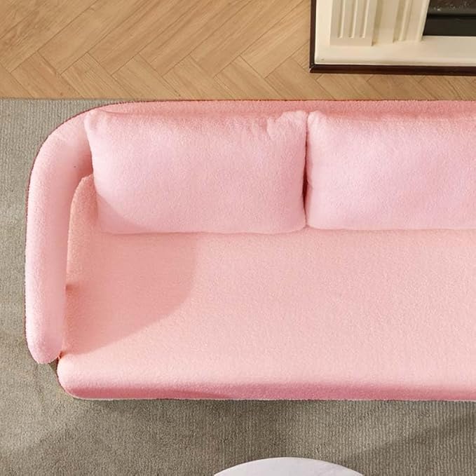 Teddy Fabric Accent Chair Modern Side Chair with Gold Metal Legs 51 Inch Wide Upholstered Loveseat for Living Room Dressing Area Office (Pink)