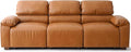 95 3-Seater PU Faux Leather Couch Modular Sectional Sofa Oversized Mid-Century Modern Comfy Couches with Extra Deep Seats Wide Arm for Living RoomOffices Apartments Easy to Assemble Brown | PU Fa