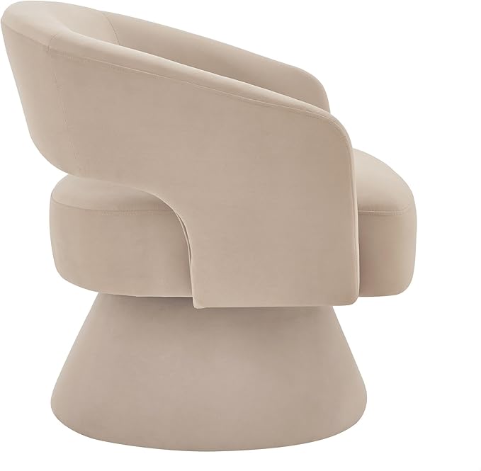 GDFStudio Swivel Barrel Chair Accent Arm Chair for Living Room Upholstered Velvet Round Reading Armchair Modern 360 Degree Comfy Swivel Chair with Open Backrest for Bedroom Office Taupe