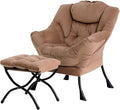 Lazy Chair with Ottoman Large Khaki Accent Chair with Ottoman Comfy Reading Armchair Leisure Sofa Chair for Living Room Bedroom Dorm Room Office
