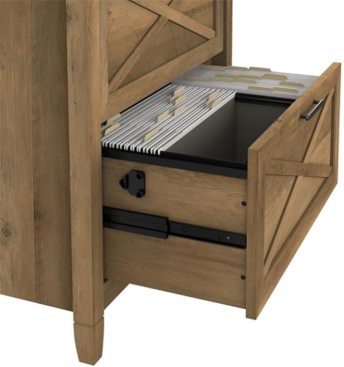 Bush Furniture L Shaped Desk with Lateral File Cabinet | Key West Collection Corner Computer Table with Storage for Home Office with Filing Unit | 60Wx60Dx30H