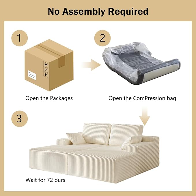 79 Double Oversized Chaise Lounge Chair Indoor Corduroy Comfy Boneless Loveseat Sleeper Sofa Reading Chairs Cloud Couch BedDeep Seat Wide ArmrestNo Assembly Required for Living Room Bedroom