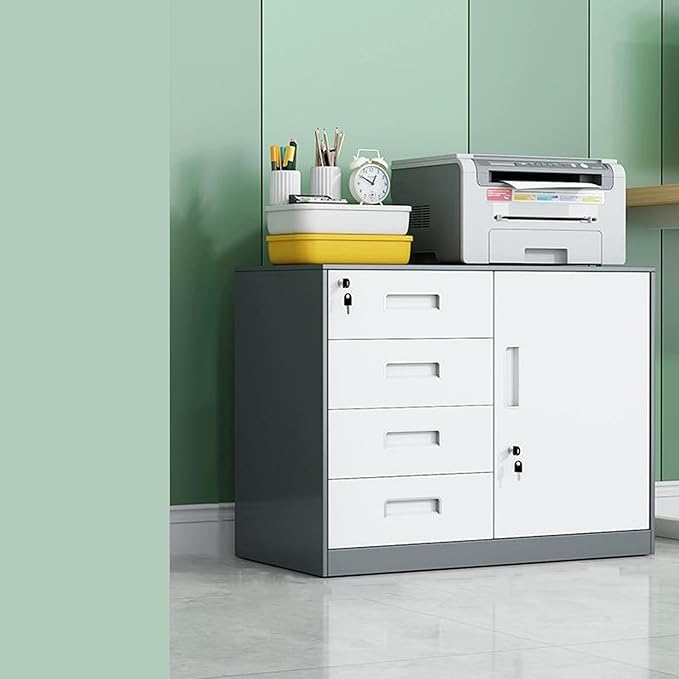 Office Filing Cabinet with Locking Tin File Cabinet Multi Drawer Storage Cabinet Floor Low Cabinet (Color : Grey)