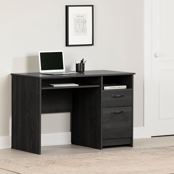 Sophisticated Simplicity Home Office Desk Freestanding Grey Oak Finish Wood Finish Laminated - 22.75 D x 44.5 W x 30 H