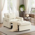 Sleeper Chair Pull Out Chair Sleeper with Adjustable Back &amp Pocket Convertible Chairs Bed Sleepers for Adults 3 in 1 Sofa Bed Chairs for Small Spaces Living Room White