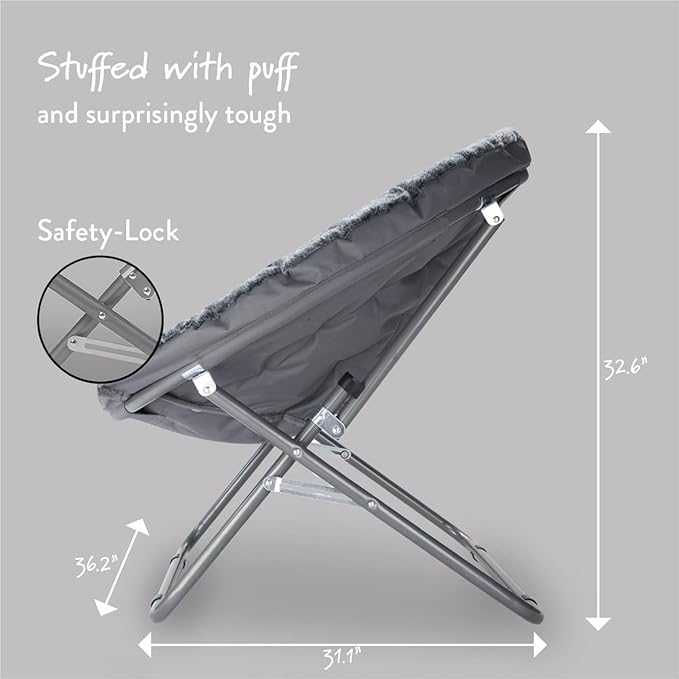 Urban Lifestyle Faux Fur Saucer Chair 36.2D x 36.2W x 31.9H in Grey