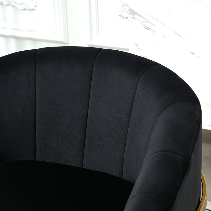 Velvet Modern Accent Armchair - Luxury Gold Frame | Versatile Seating for Living Room Bedroom Office Black