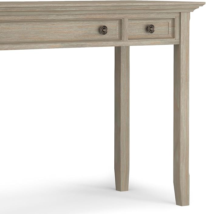 SIMPLIHOME Amherst Desk - 54-Inch Wide Solid Wood Writing Desk in Distressed Grey Transitional Home Office Computer Table for Workspace or Study with 2 Drawers and Flip-Down Keyboard Tray