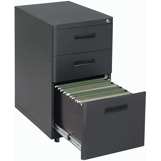 Global Industrial 48 W x 24 D x 30 H Office Pedestal Desk with 3 Drawers Faux-Wood Laminate Cherry Desktop Black Steel Frame 2 Box Drawers &amp 1 File Drawer