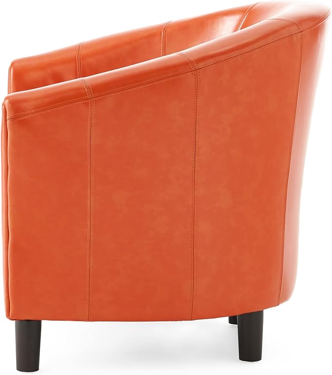Christopher Knight Home Napoli Bonded Leather Club Chair Orange 31.69 by 27.92 by 30.7