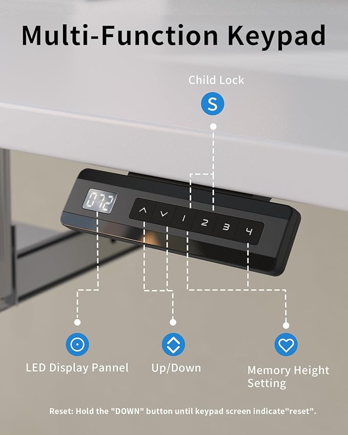 FEZIBO Standing Desk with Keyboard Tray 55 x 24 Inch Adjustable Height Sit Stand Desk with Memory Presets for Home Office Ergonomic Computer Workstation White
