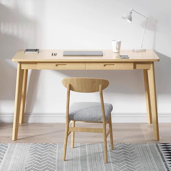 Computer Desk with 1/2 Storage Drawers 31/39/39 inch Home Office Writing Desk Simple Style Wood Table for PC Laptop Notebook (Wood Color 39 * 21inch)